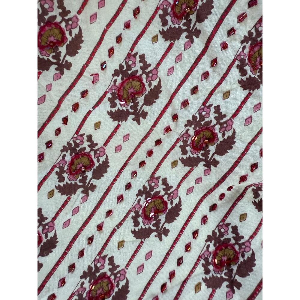 Anthropologie Plenty Dress Women Size 4 White Boho Sundress Beaded Straps Cotton - Picture 8 of 9